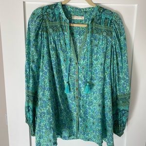 Spell Gypsy Collective Sundown Blouse M Turquoise